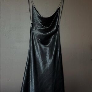Elegant Black Satin Slip Dress
